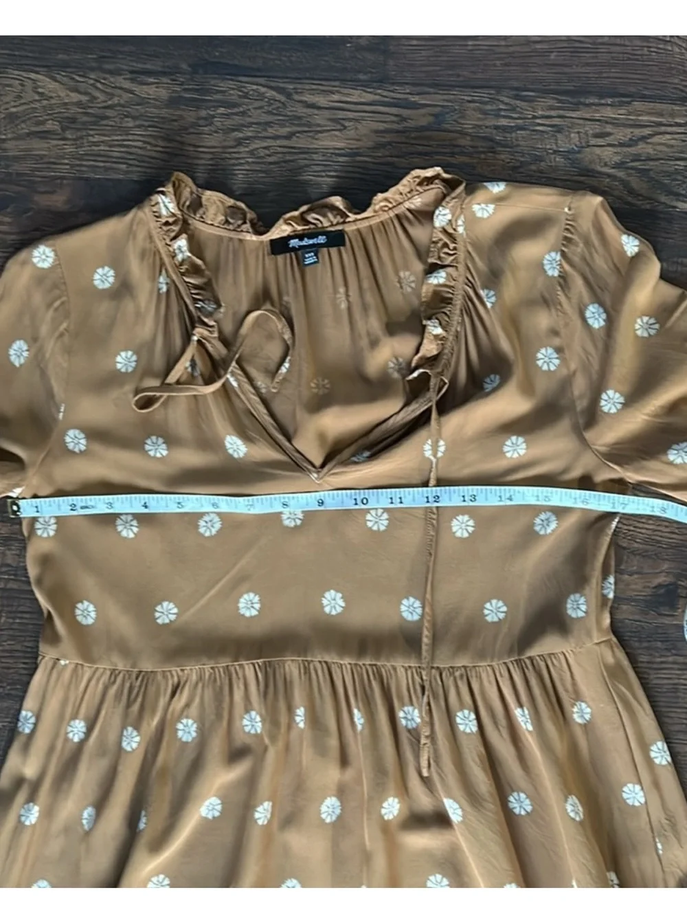 Madewell Polka Dot Tiered Long-Sleeve Mini Dress - Warm Hickory